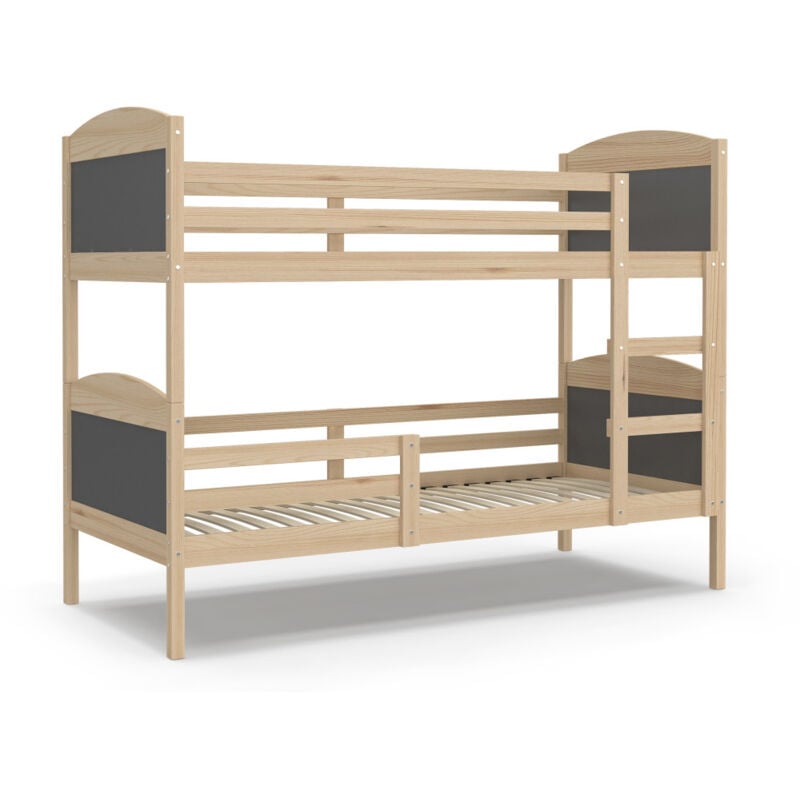 Lit Superposé Mati 90x190 Pin - gris Livré avec sommiers