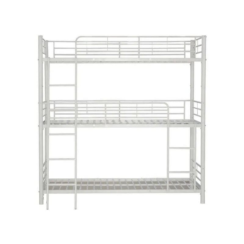 Homy France - Lit superposé Trio Blanc 3 couchages 90x190 cm - Blanc