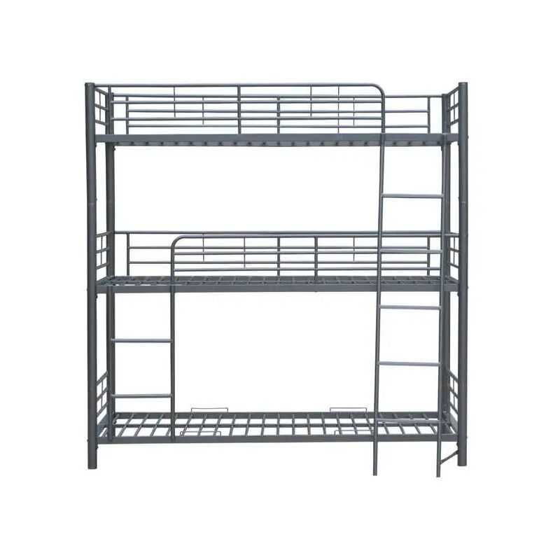 Lit superposé Trio Gris 3 couchages 90x190cm - Gris