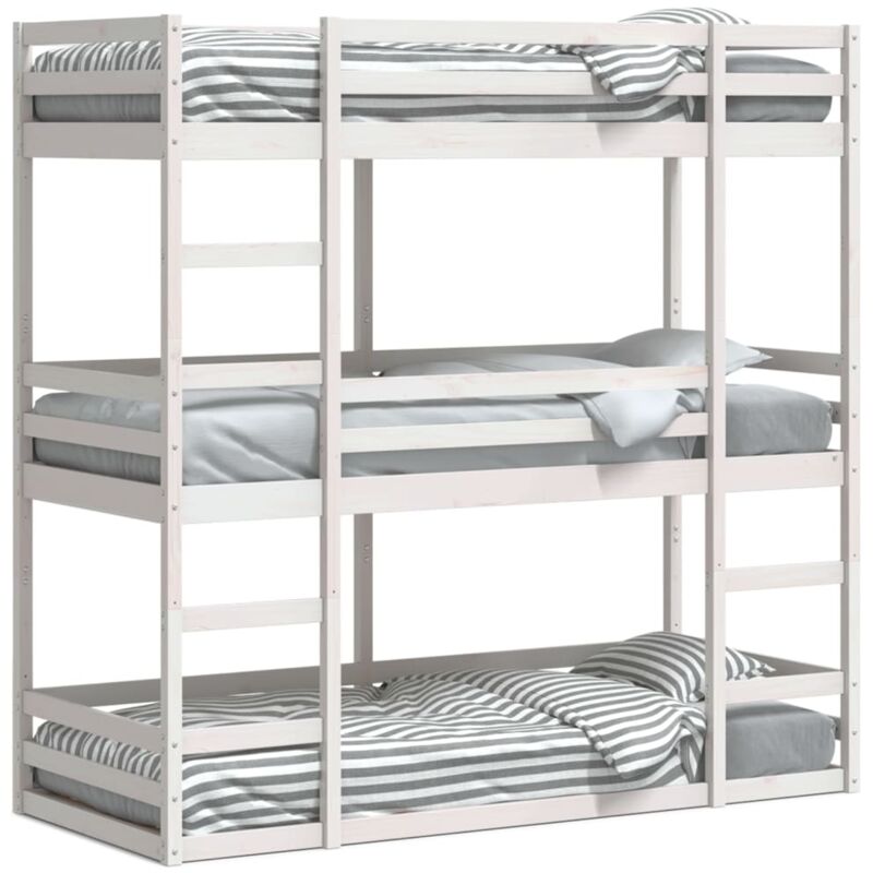 Vidaxl - Lit superposé triple blanc 80x200 cm bois de pin massif