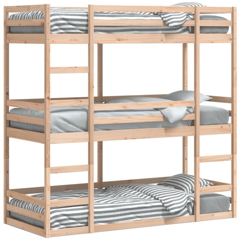 Vidaxl - Lit superposé triple 90x200 cm bois de pin massif