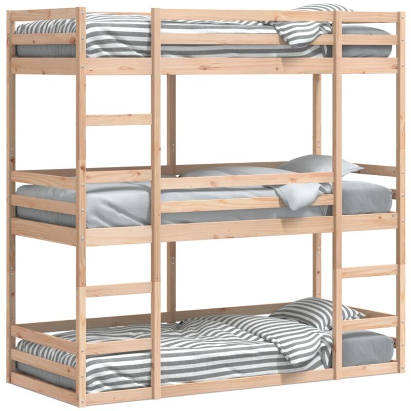 vidaXL Lit superposé triple 90x190 cm bois de pin massif