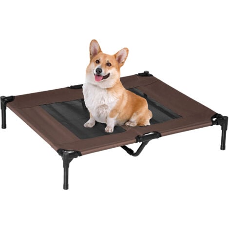 Lit sur pieds pour chien chat lit de camp animal lit surélevé Oxford textilène micro-perforé dim. 92L x 76l x 18H cm marron - Marron