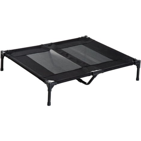 Lit sur pieds pour chien chat lit de camp animal lit surélevé Oxford textilène micro-perforé dim. 92L x 76l x 18H cm noir