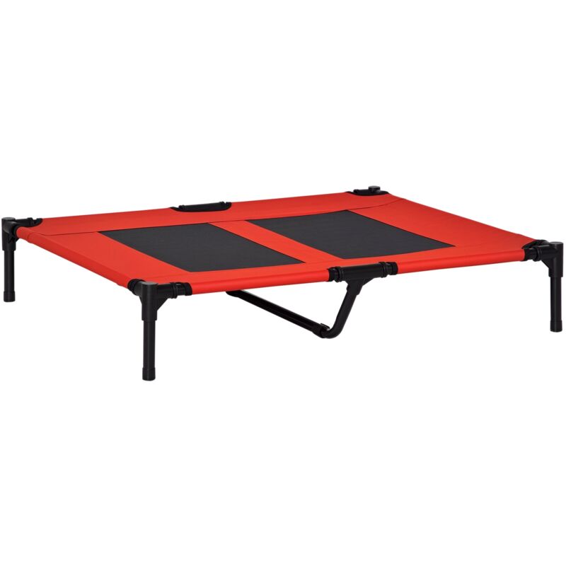 Pawhut - Lit pour chien chat lit de camp grand confort sur pieds tissu oxford textilène micro-perforé 92L x 76l x 18H cm rouge noir