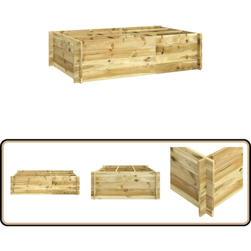 Lit surélevé 150x100x40 cm Bois imprégné - Jardin Surélevé - Jardinière Bois - Pot De Fleurs Extérieur - Jardinière Rectangulaire - Lit De Plantation