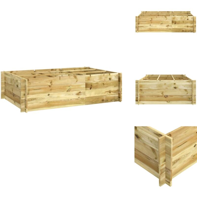 Lit surélevé 150x100x40 cm Bois imprégné - Jardin Surélevé - Jardinière Bois - Pot De Fleurs Extérieur - Jardinière Rectangulaire - Lit De Plantation