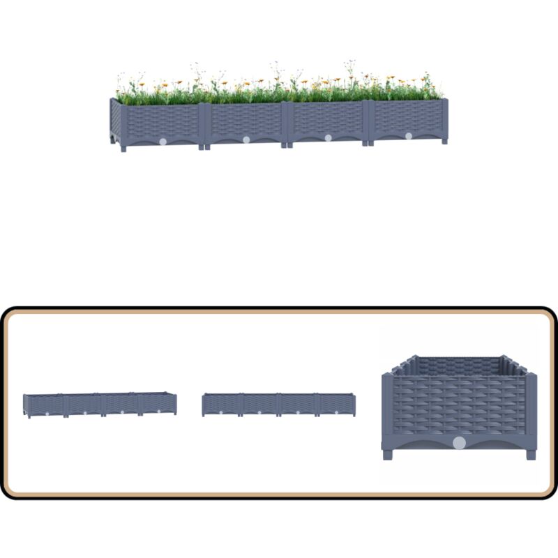 Vidaxl - Lit surélevé 160x40x23 cm Polypropylène - Jardin - Balcon - Terrasse - Pots De Fleurs - Jardinière