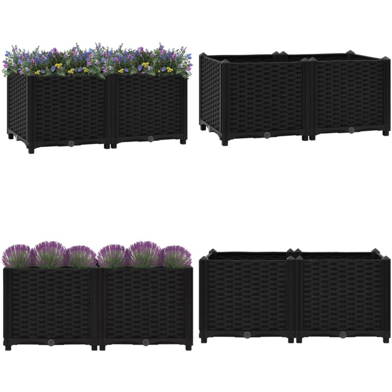 Lit surélevé 80x40x38 cm Polypropylène - Jardin Surélévé - Bac De Culture - Jardinière Extérieure - Pots De Fleurs - Plante Aromatique - Home & Living