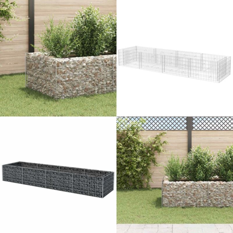 Lit surélevé à gabion Acier 360x90x50 cm - Jardinière En Gabion - Bac à Plantation Surélevé - Border Fleuri - Décoration Extérieur - Jardin Design