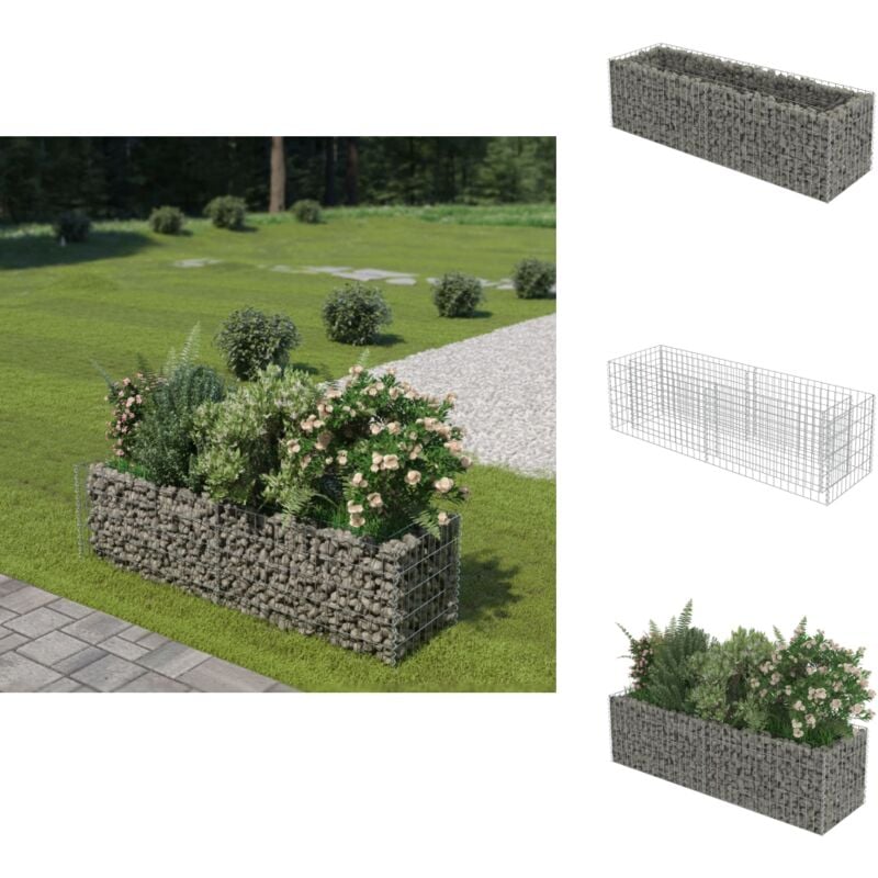 Lit surélevé à gabion Acier galvanisé 180x50x50 cm - Jardiniere - Gabion - Fleurissement - Décoration Extérieur - Bordure Jardin