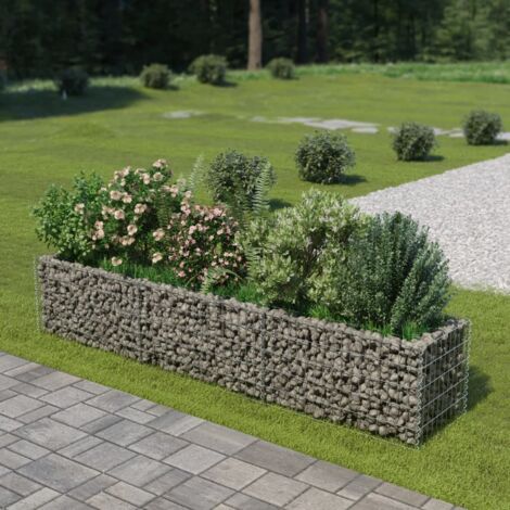 Lit Surélevé à Gabion Acier Galvanisé Jardinière Terrasse Multi-taille vidaXL