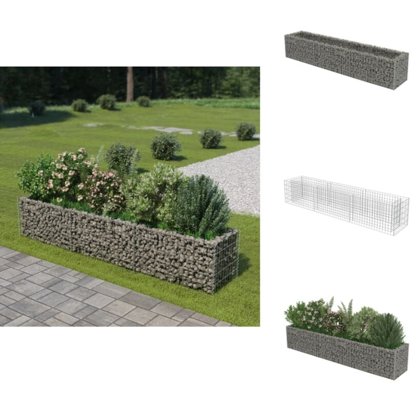 Lit surélevé à gabion Acier galvanisé 270x50x50 cm - Lit Surélevé - Gabion - Jardinière - Border Fleurie - Décoration Extérieur