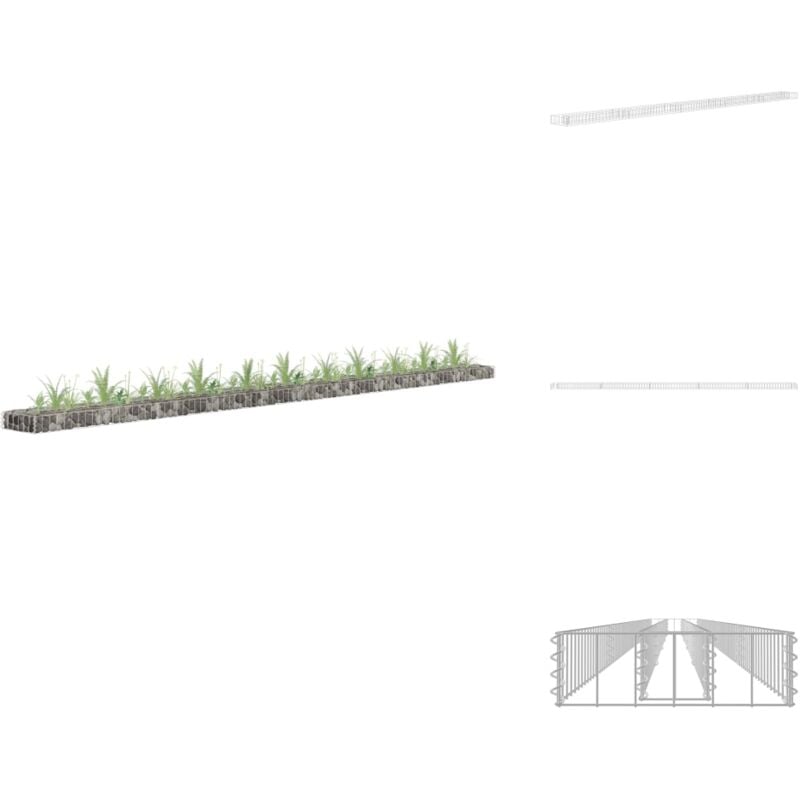 Lit surélevé à gabion Acier galvanisé 450x30x10 cm - Jardinière à Gabion - Bac à Plantation - Border Fleurie - Jardin Vertical - Décoration Extérieur