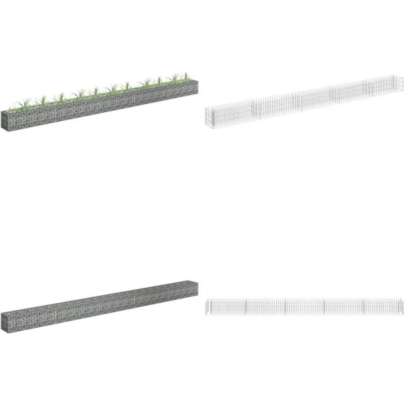 Lit surélevé à gabion Acier galvanisé 450x30x30 cm - Jardinière À Gabion - Bordure Jardin - Bac Plante - Pot Extérieur - Décoration Jardin - Home &