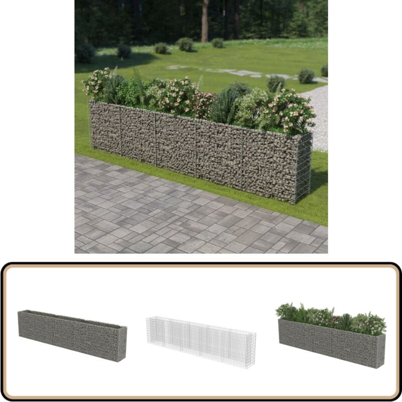 Lit surélevé à gabion Acier galvanisé 450x50x100 cm - Jardinière - Gabion - Fleurissement Extérieur - Décoration Jardin - Bac Plante