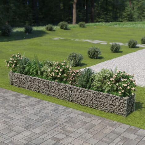 Lit Surélevé à Gabion Acier Galvanisé Jardinière Terrasse Multi-taille vidaXL