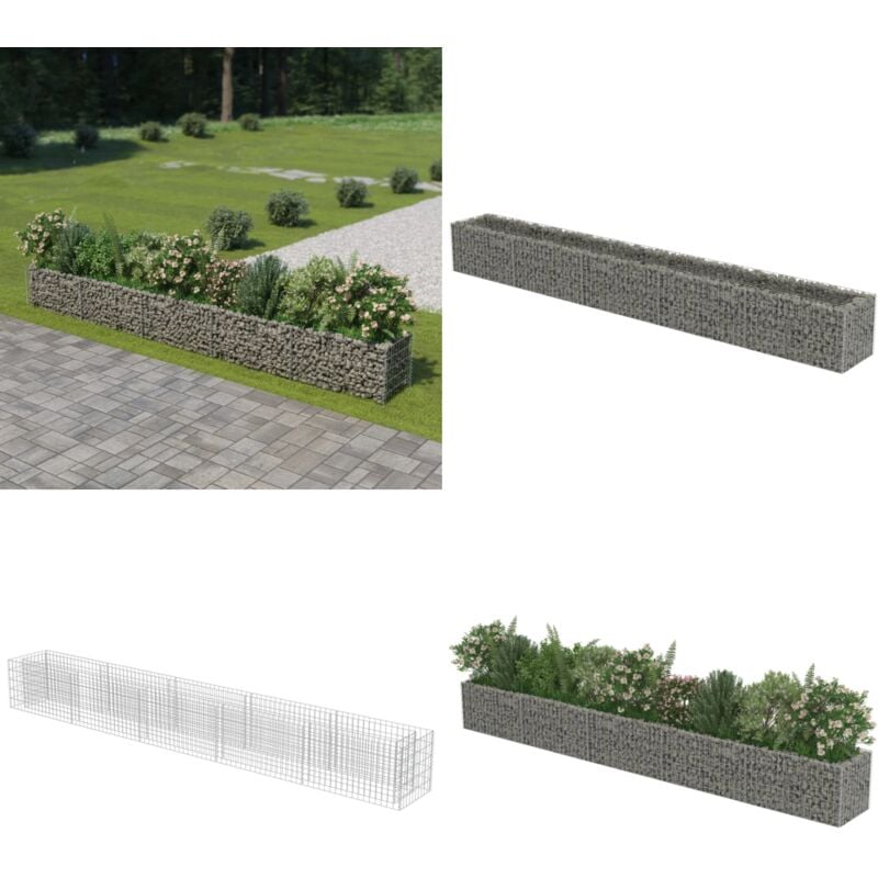 Lit surélevé à gabion Acier galvanisé 450x50x50 cm - Jardinière Surélevée - Bac De Plantation - Gabion - Fleurissement Extérieur - Décoration Jardin