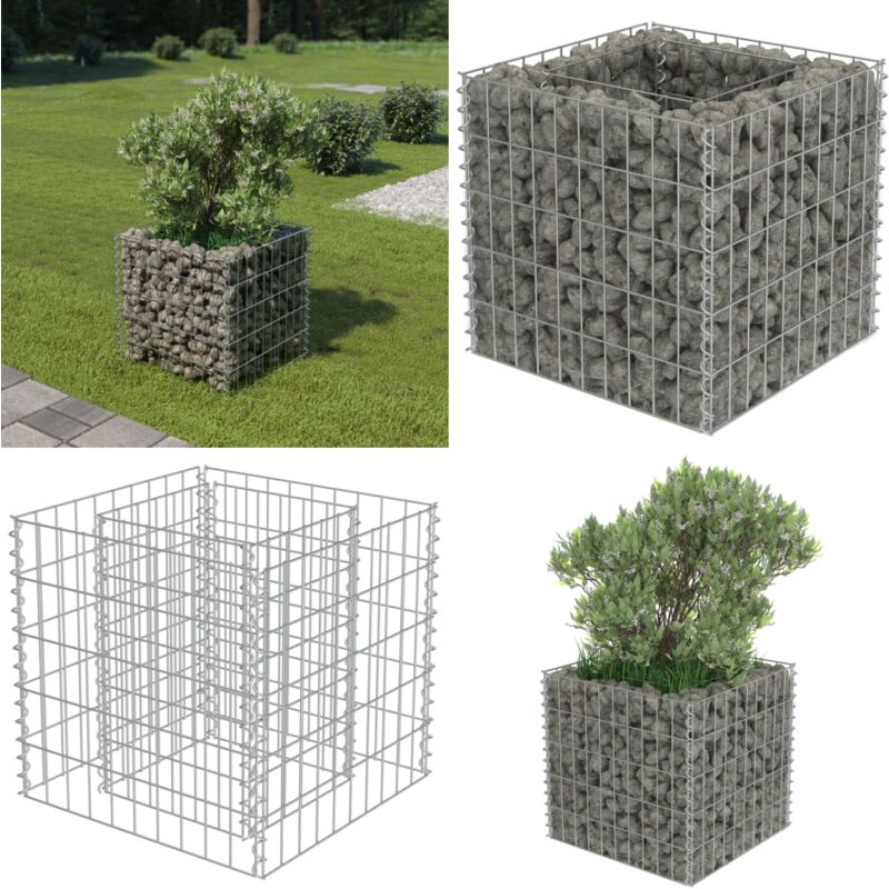 Lit surélevé à gabion Acier galvanisé 50x50x50 cm - Jardinière Surélevée - Gabion - Bac Plante - Décoration Jardin - Fleurissement Extérieur - Home &
