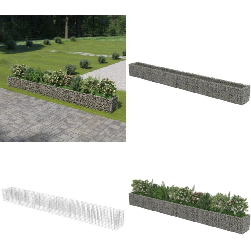 Lit surélevé à gabion Acier galvanisé 540x50x50 cm - Lit Surélevé - Gabion - Jardinière - Fleur - Plante - Home & Living
