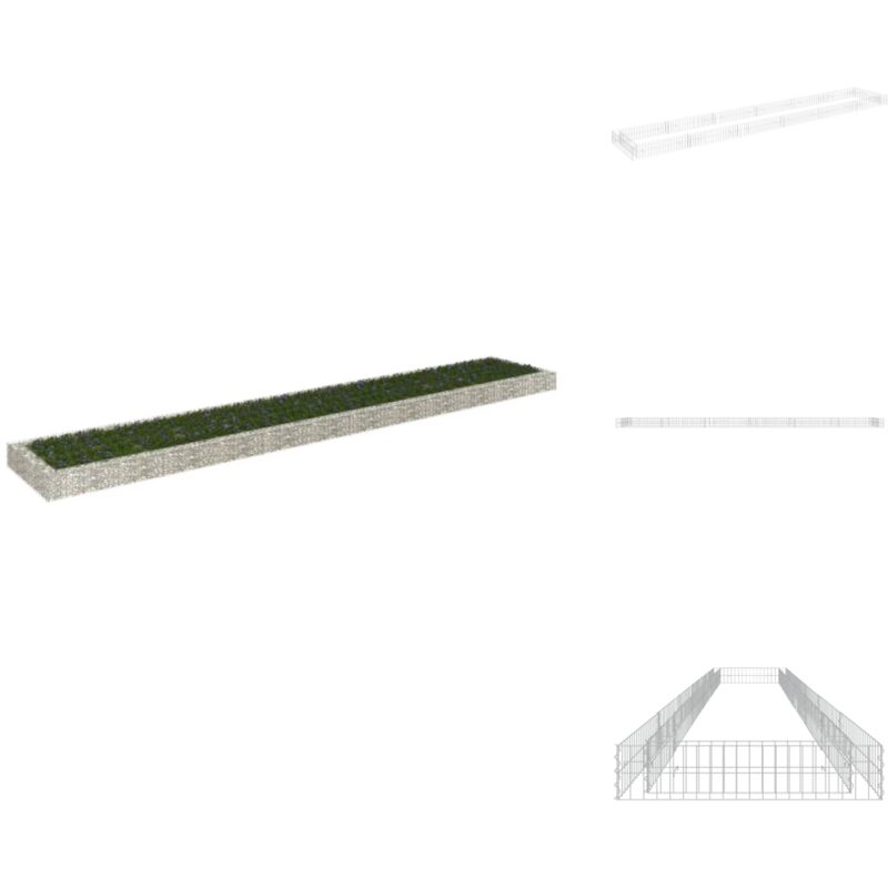 Lit surélevé à gabion Acier galvanisé 600x100x20 cm - Jardiniere Gabion - Bac Plante Extérieur - Border Fleuri - Décoration Jardin - Pot Plante Metal