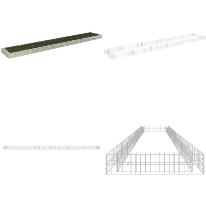 Lit surélevé à gabion Acier galvanisé 600x100x20 cm - Jardiniere Gabion - Bac Plante Extérieur - Border Fleuri - Décoration Jardin - Pot Plante Metal