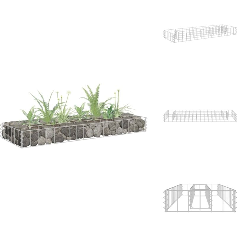 Lit surélevé à gabion Acier galvanisé 90x30x10 cm - Jardinière à Gabion - Bordure Jardin - Bac Plante - Pot Fleuri Extérieur - Décoration Jardin