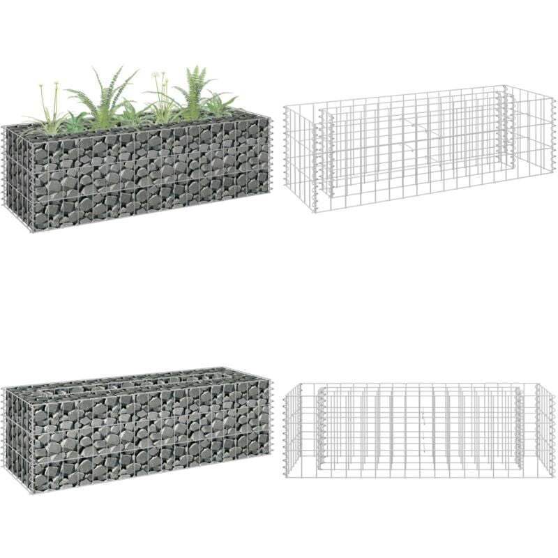 Lit surélevé à gabion Acier galvanisé 90x30x30 cm - Jardinière à Gabion - Jardin Vertical - Bac De Plantation - Border Fleurie - Décoration Extérieur