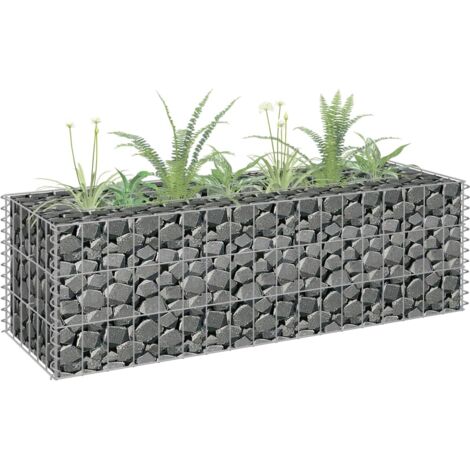 Lit Surélevé à Gabion Acier Galvanisé Jardinière Jardin Multi-taille vidaXL