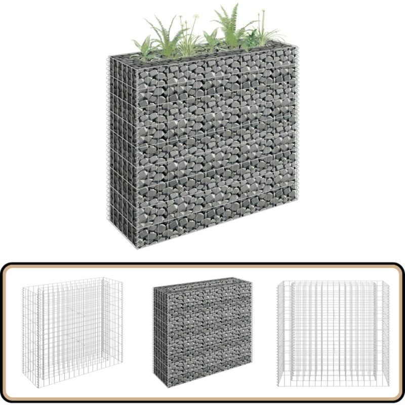Lit surélevé à gabion Acier galvanisé 90x30x90 cm - Jardinière à Gabion - Bac à Plantation - Border Décoratif - Décoration Extérieur - Jardin Design