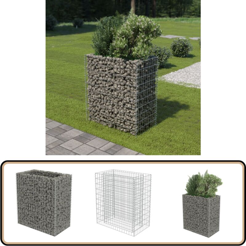 Lit surélevé à gabion Acier galvanisé 90x50x100 cm - Jardiniere Surélevée - Gabion - Bac Plante - Fleurissement Extérieur - Décoration Jardin