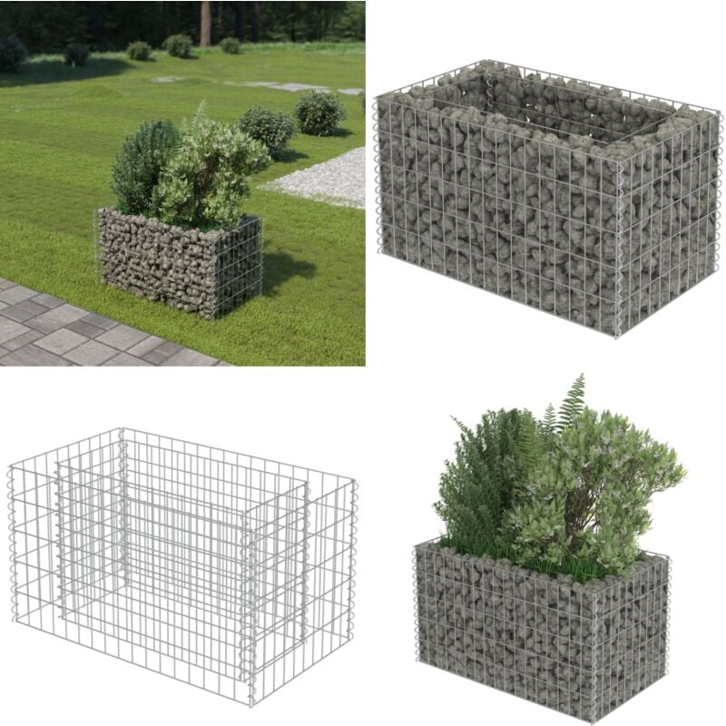 Lit surélevé à gabion Acier galvanisé 90x50x50 cm - Lit Surélevé - Gabion - Jardinière - Fleur - Plante - Home & Living