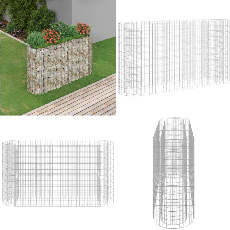 Lit surélevé à gabion Fer galvanisé 190x50x100 cm - Jardin - Jardiniere - Bac Acier - Gabion - Décoration Extérieur - Home & Living