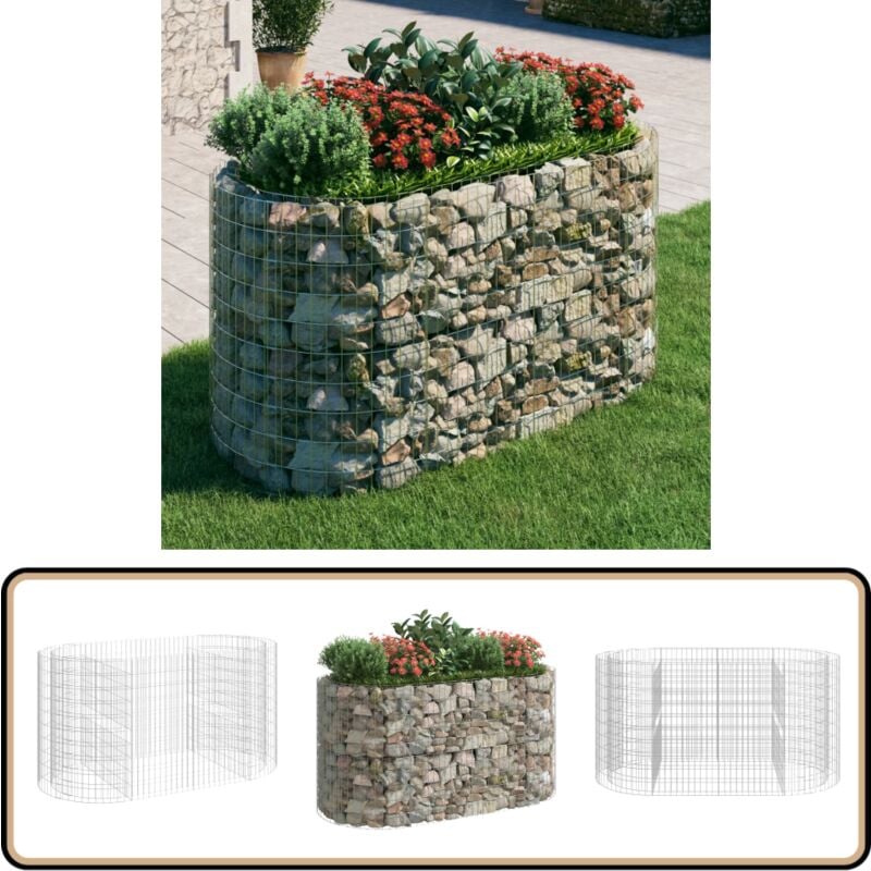 Lit surélevé à gabion Fer galvanisé 200x100x100 cm - Jardin - Fleur - Pot De Fleurs - Bac à Plantes - Décoration Extérieur