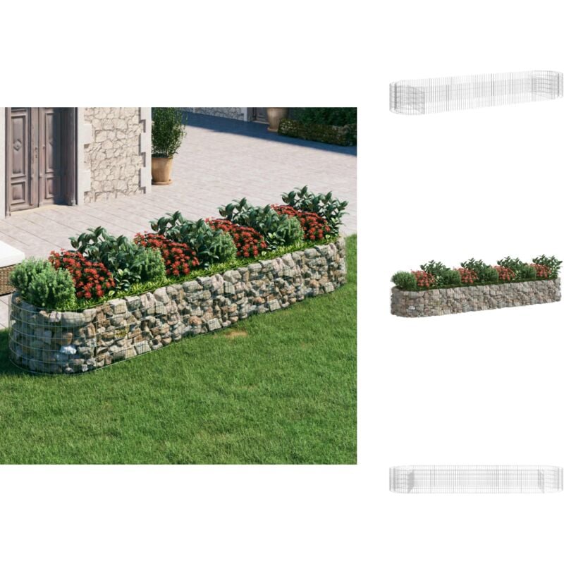 Lit surélevé à gabion Fer galvanisé 400x100x50 cm - Jardin - Pot De Fleurs - Bac à Plantation - Décoration Extérieure - Jardinière Métallique