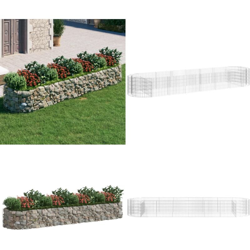 Lit surélevé à gabion Fer galvanisé 400x100x50 cm - Jardin - Pot De Fleurs - Bac à Plantation - Décoration Extérieure - Jardinière Métallique - Home