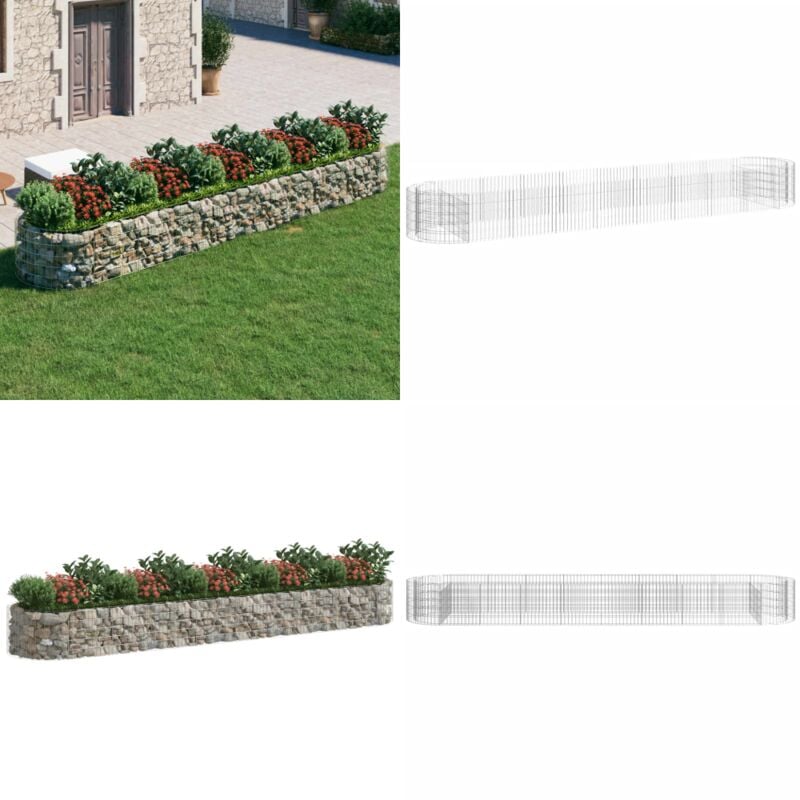 Lit surélevé à gabion Fer galvanisé 500x100x50 cm - Jardin - Jardinière - Bac Acier - Gabion - Décoration Extérieur - Home & Living