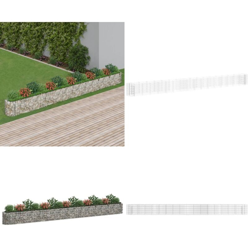 Lit surélevé à gabion Fer galvanisé 610x50x50 cm - Jardiniere En Gabion - Lit Surélevé - Bac Fleuri - Décoration Extérieur - Jardin Design - Home &