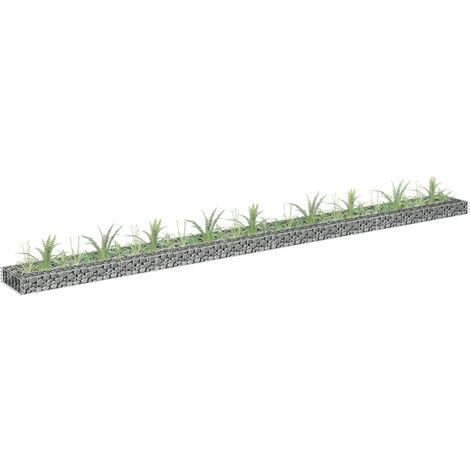 Lit surélevé à gabion  Jardinière à gabion  Panier de Gabion de Jardin décoratif Acier galvanisé 360x30x10 cm KOL6674