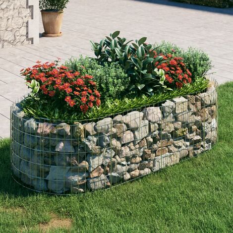 Lit surélevé à gabion  Jardinière à gabion  Poteau à panier de gabion Fer galvanisé 200x100x50 cm KOL9114