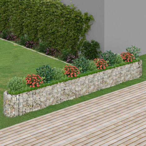 Lit surélevé à gabion  Jardinière à gabion  Poteau à panier de gabion Fer galvanisé 470x50x50 cm KOL6960