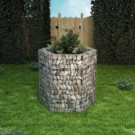 Lit surélevé à gabion  Jardinière à gabion  Poteau à panier de gabion hexagonale 100x90x100 cm KOL6309