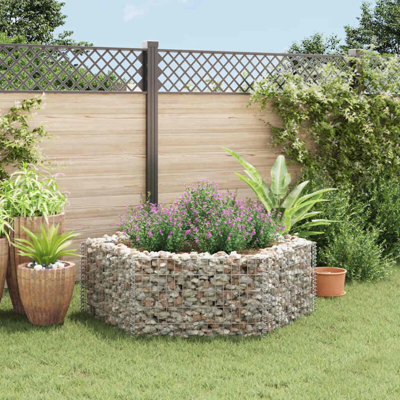 Lit surélevé à gabion-Jardinière en cage à pierre-Jardinière à gabion hexagonale 160x140x50 cm