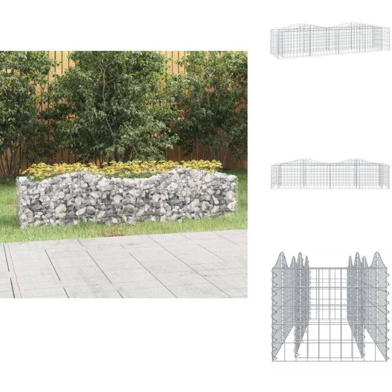 Lit surélevé à gabions arqué 200x50x50 cm Fer galvanisé - Jardiniere En Gabion - Bordure Jardin - Bac Acier - Décoration Extérieur - Pot Fleuri