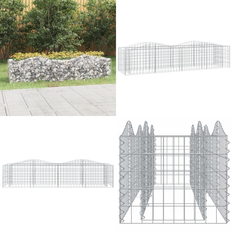 Lit surélevé à gabions arqué 200x50x50 cm Fer galvanisé - Jardiniere En Gabion - Bordure Jardin - Bac Acier - Décoration Extérieur - Pot Fleuri