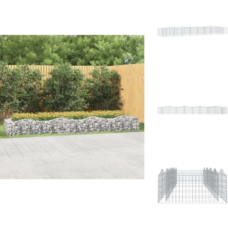Lit surélevé à gabions arqué 400x100x50 cm Fer galvanisé - Jardiniere En Gabion - Bordure Jardin - Bac Acier - Décoration Extérieur - Pot Fleuri