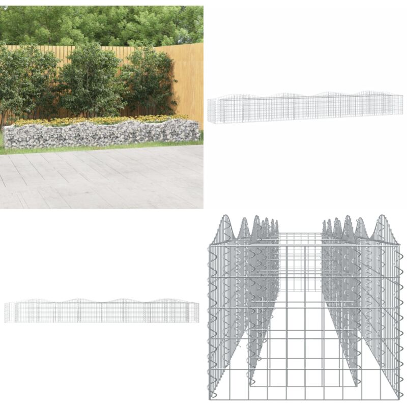 Lit surélevé à gabions arqué 400x50x50 cm Fer galvanisé - Jardiniere En Gabion - Bordure Jardin - Bac Acier - Pot Fleuri Extérieur - Décoration