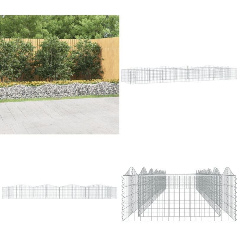 Lit surélevé à gabions arqué 600x100x50 cm Fer galvanisé - Jardiniere En Gabion - Bordure Jardin - Bac Acier - Décoration Extérieur - Pot Fleuri