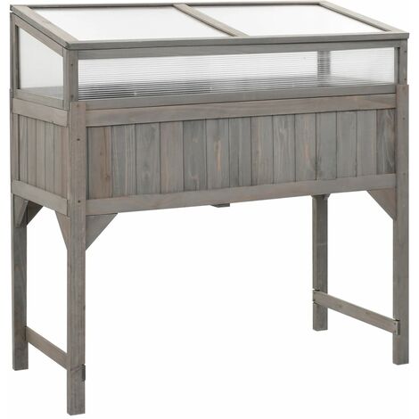 Lit surélevé avec serre 110x54x120 cm Bois de sapin massif vidaXL - Gris