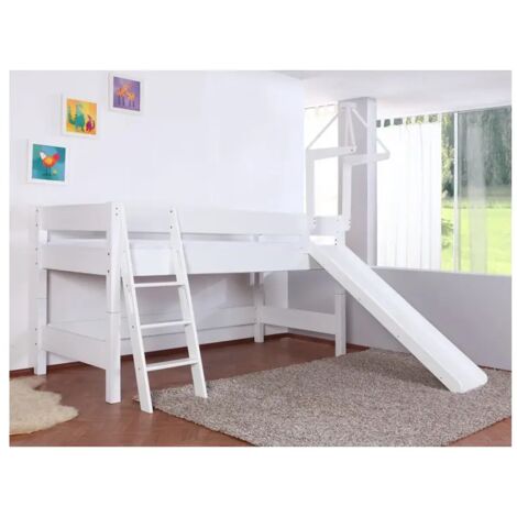 LIT SURELEVE AVEC TOBOGGAN ET TOUR CASANDRA - Lila-blanc